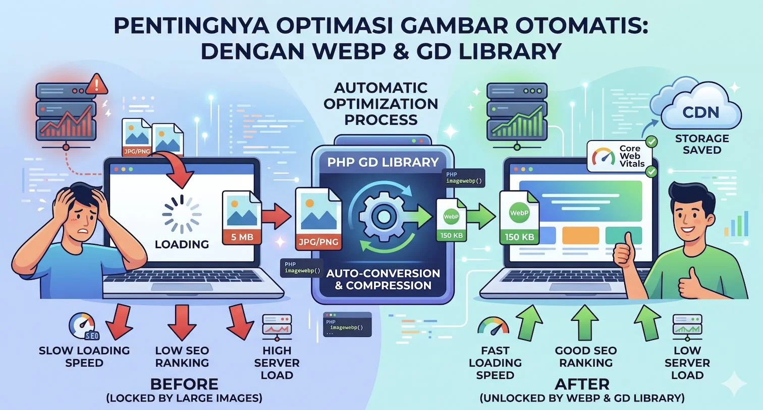 Mengapa Optimasi Performa Otomatis (WebP & GD Library) Adalah Kunci Skalabilitas Website
